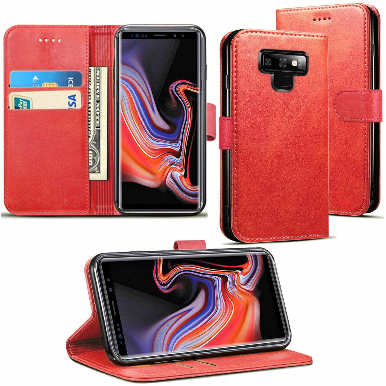 Leather Folio Wallet Case for Samsung Galaxy Note 9 Leather Folio Wallet Case for Samsung Galaxy Note 9